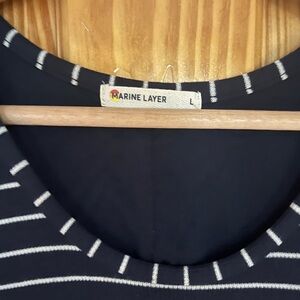 Like New Marine Layer Lexi Daytime Midi Dress Navy White Stripe Size Large